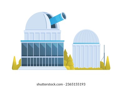 Observatory buildings front view flat design vector illustration