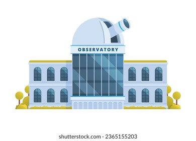 Observatory buildings front view flat design vector illustration