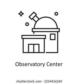 Ilustración de diseño del icono de contorno del vector del centro de observación. Símbolo de espacio en el archivo EPS 10 de fondo blanco