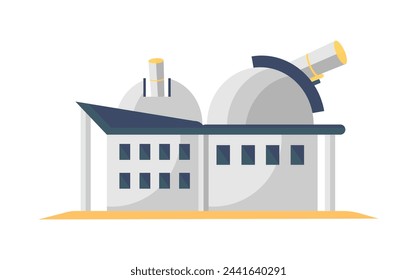 Observatory dome building with telescope for space research and exploration vector illustration