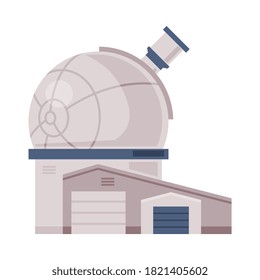 Observatory Dome, Explore and Observe Galaxy and Space Technologies Flat Style Vector Illustration on White Background