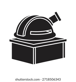 Telescópio da cúpula do observatório ícone do vetor preto sólido isolado fundo branco astronomia espaço construindo estrela universo símbolo ciência ilustração gráfica