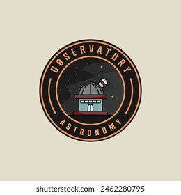 Sternwarte Emblem Logo Vektorillustration Vorlage Icon Grafikdesign. Planetariumszeichen oder -symbol für Astronomiekonzept mit Kreisabzeichen Typografie Stil