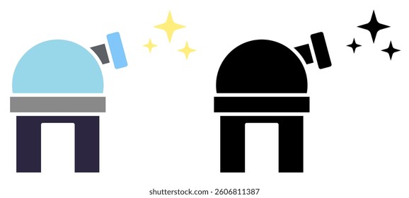 observatory icon, simple flat style, illustration, logo sign symbol pictogram template, for ui or ux isolated on white for mobile app, editable