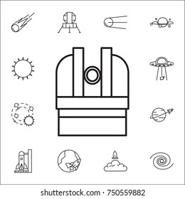 observatory icon. simple outline observatory vector icon. Set of space icons. Signs, outline symbols collection, simple thin line icons for websites, web design,  info graphics on white background.