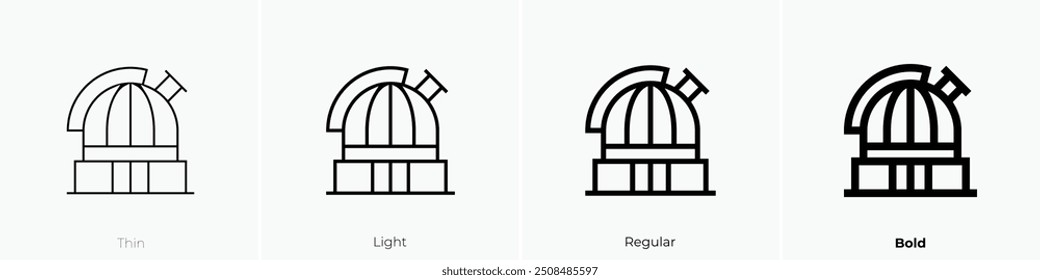 observatory icon. Thin, Light Regular And Bold style design isolated on white background