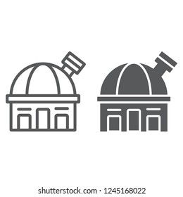 Observatory line and glyph icon, space and science, building sign, vector graphics, a linear pattern on a white background, eps 10.