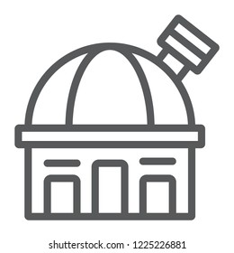 Observatory line icon, space and science, building sign, vector graphics, a linear pattern on a white background, eps 10.