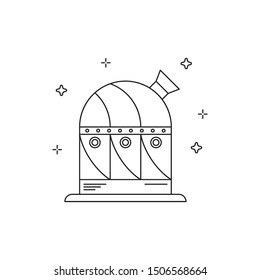 Observatory. Linear cosmic illustration in vector. Planet exploration unit, stellar telescope. Design element for print and web.