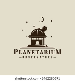 observatory logo vintage vector illustration template icon graphic design. planetarium sign or symbol for astronomy science concept with retro style