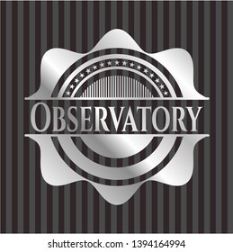 Observatory silvery emblem or badge. Vector Illustration. Mosaic.