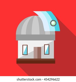Observatory station icon in flat style on a red background