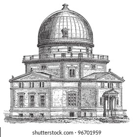 Observatory of Strasbourg (France) / Vintage illustration from Meyers Konversations-Lexikon 1897