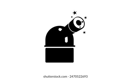 Observatory symbol, black isolated silhouette