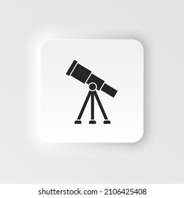 Observatorio, telescopio. Icono vectorial de estilo neumórfico de bioingeniería. Biotecnología para la salud, investigación. Biología molecular, ingeniería biomédica y molecular Neumorfismo, icono de estilo neumórfico