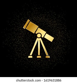 Observatory, telescope gold icon. Vector illustration of golden particle background.