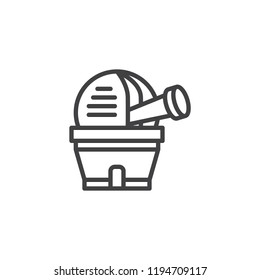 Observatory telescope outline icon. linear style sign for mobile concept and web design. Space astronomical observatory simple line vector icon. Symbol logo illustration. Pixel perfect vector graphics