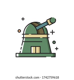 Observatory telescope vector icon symbol isolated on white background