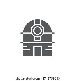 Observatory telescope vector icon symbol isolated on white background