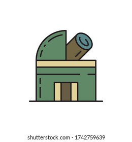 Observatory telescope vector icon symbol isolated on white background