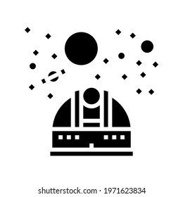 observatory telescope watching on planets line icon vector. observatory telescope watching on planets sign. isolated contour symbol black illustration