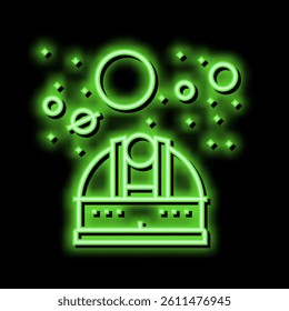 observatory telescope watching on planets neon light sign vector. observatory telescope watching on planets illustration