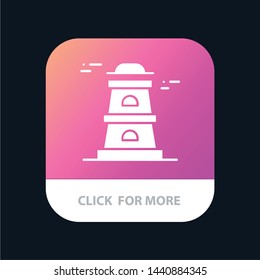 Observatory, Tower, Watchtower Mobile App Button. Android and IOS Glyph Version