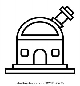 Observatory Vector Outline Icon Isolated On White Background
