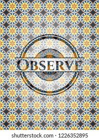 Observe arabesque emblem background. arabic decoration.
