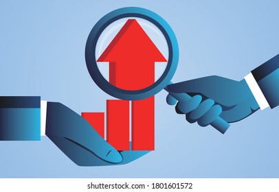 Observe the bar graph on your hand with a magnifying glass