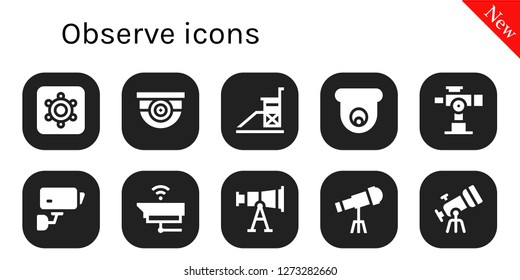  observe icon set. 10 filled observe icons. Simple modern icons about  - Hidden camera, Surveillance, Vigilance, Cctv, Telescope