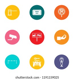 Observe the parking icons set. Flat set of 9 observe the parking vector icons for web isolated on white background