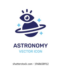 Observe stars and planet icon vector. Astronomy study concept.