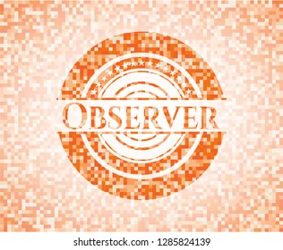 Observer abstract orange mosaic emblem