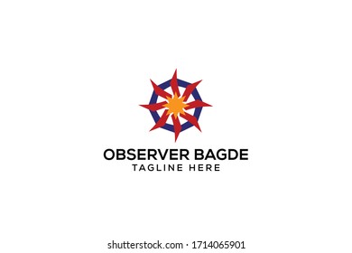 observer badge logo vector concept with simple, unique, modern, elegant styles on white background