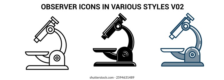 Observer icon represented by microscope Line, Filled, Color style.