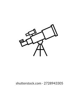 Observando el Cosmos: Una ilustración simple y elegante de un telescopio, posado en su trípode, listo para desbloquear los misterios del universo.