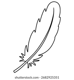 Observing a single feather outline drawing for embroidery on a white background