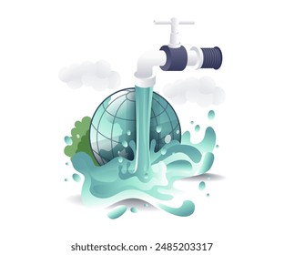 Observing World Water Day flat illustration