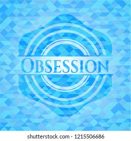 Obsession light blue emblem with triangle mosaic background