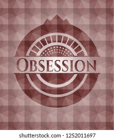 Obsession red seamless emblem with geometric pattern.