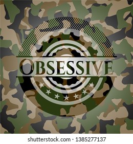 Obsessive camo emblem. Vector Illustration. Detailed.