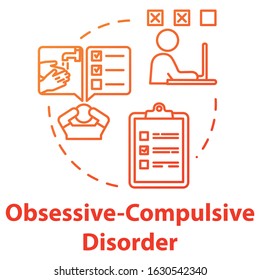 Obsessive compulsive disorder concept icon. OCD. Mental illness. Psychology, psychiatry. Healthcare idea thin line illustration. Vector isolated outline RGB color drawing