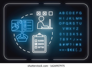 Obsessive compulsive disorder neon light concept icon. OCD. Healthcare idea thin line illustrationidea. Outer glowing sign with alphabet, numbers and symbols. Vector isolated RGB color illustration