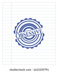 Obsessive pen draw. Blue ink. Vector Illustration. Detailed.