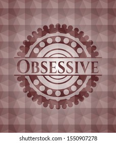 Obsessive red polygonal badge. Seamless.
