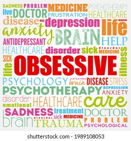 Obsessive word cloud collage, health concept background