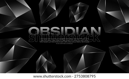 Obsidian Black Crystal Shards Background - Luxury Dark Polygon Glass Abstract