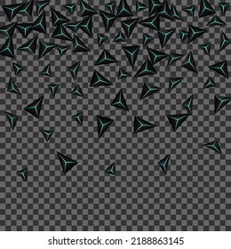 Obsidian Facet Background Transparent Vector. Jet Black Triangular Design. Prism Technology Card. Dark Geometry Backdrop.