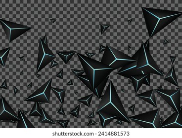 Obsidian Polygon Hintergrund Transparenter Vektorgrafik. Blue Neon Prism Tech. Krystal Cool Illustration. Onyx Futuristic Card.
